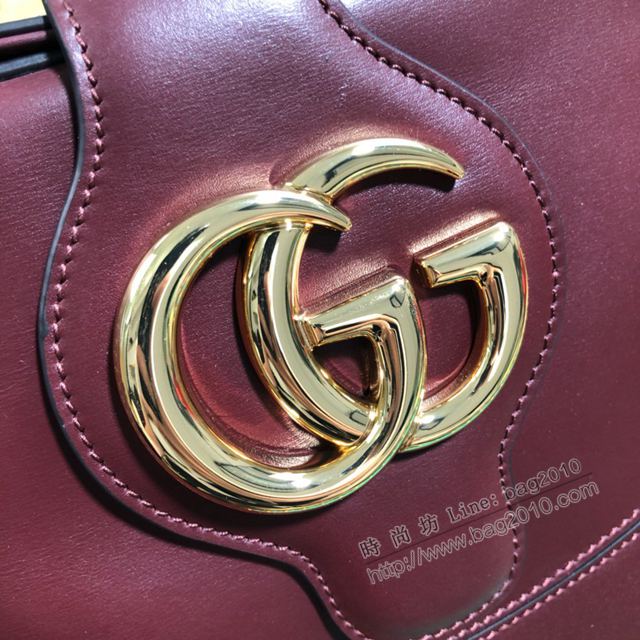 Gucci包 古馳女包 568857 Gucci牛皮單肩女包 Gucci斜挎包 酒紅  gudj1015